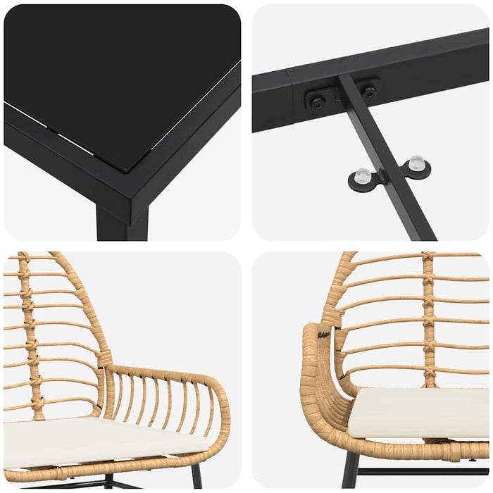 Set de masă pentru grădină 7 pcs Maro poliratan - WALTI WALTI