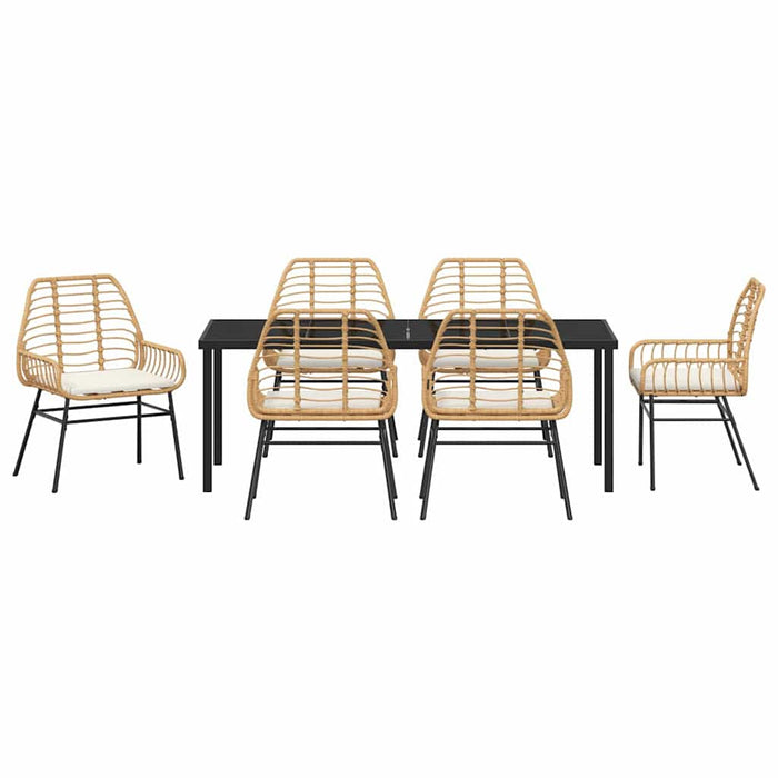 Set de masă pentru grădină 7 pcs Maro poliratan - WALTI WALTI
