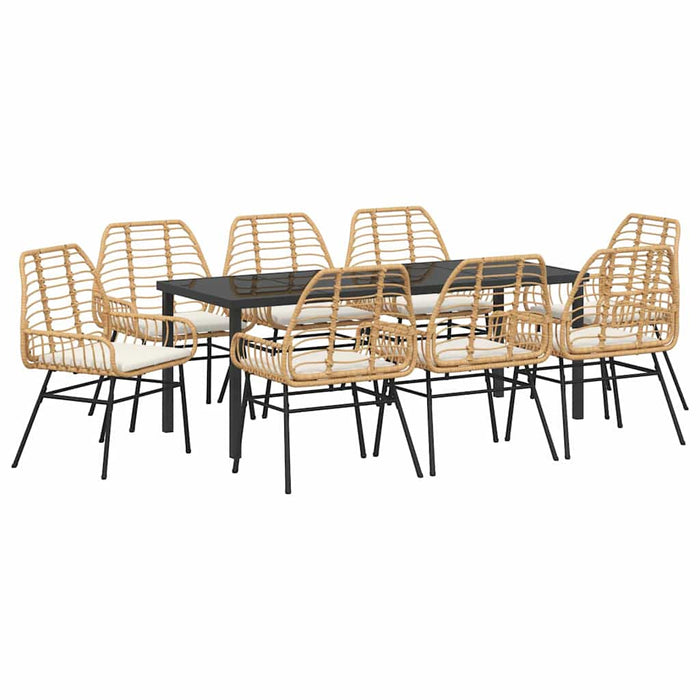 Set de masă pentru grădină 9 pcs Maro poliratan - WALTI WALTI