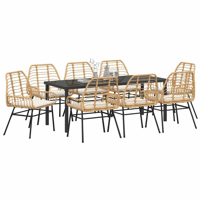 Set de masă pentru grădină 9 pcs Maro poliratan - WALTI WALTI