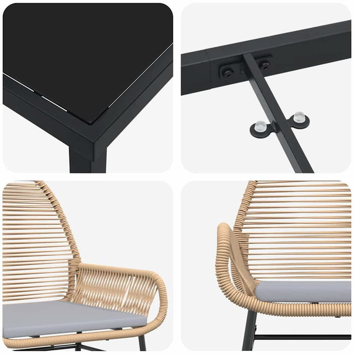 Set de masă pentru grădină cu pernă 5 pcs Maro poliratan WALTI
