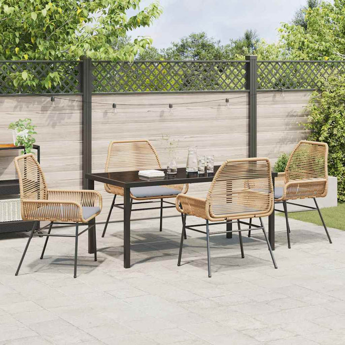 Set de masă pentru grădină cu pernă 5 pcs Maro poliratan WALTI