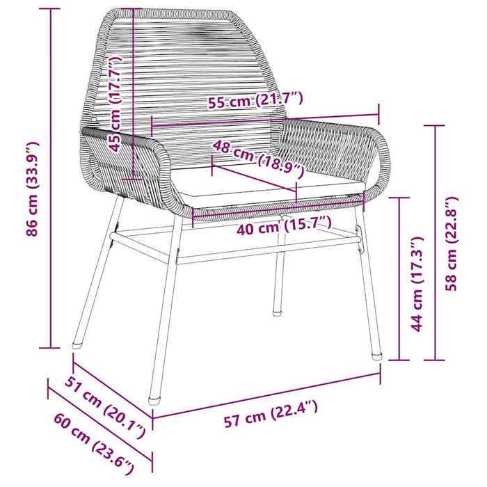 Set de masă pentru grădină cu pernă 5 pcs Maro poliratan WALTI
