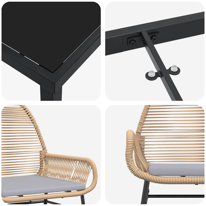 Set de masă pentru grădină cu pernă 7 pcs Maro poliratan WALTI