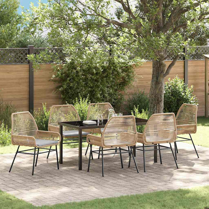 Set de masă pentru grădină cu pernă 7 pcs Maro poliratan WALTI