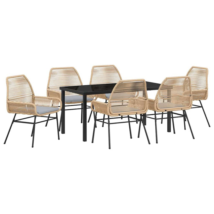 Set de masă pentru grădină cu pernă 7 pcs Maro poliratan WALTI