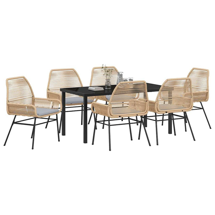 Set de masă pentru grădină cu pernă 7 pcs Maro poliratan WALTI
