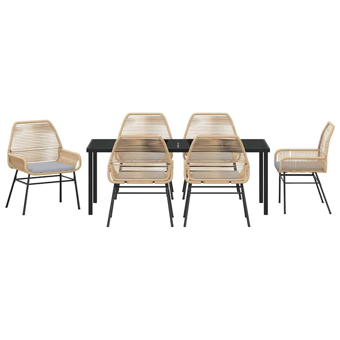 Set de masă pentru grădină cu pernă 7 pcs Maro poliratan - WALTI WALTI