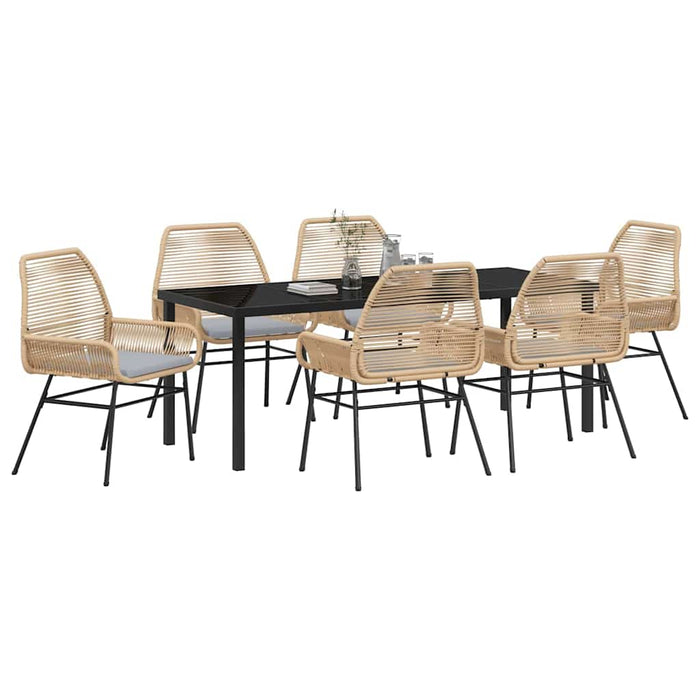 Set de masă pentru grădină cu pernă 7 pcs Maro poliratan - WALTI WALTI