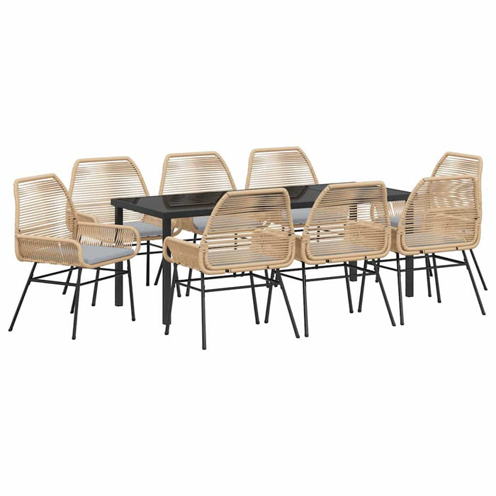 Set de masă pentru grădină cu pernă 9 pcs Maro poliratan - WALTI WALTI