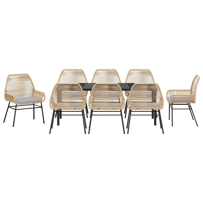 Set de masă pentru grădină cu pernă 9 pcs Maro poliratan - WALTI WALTI