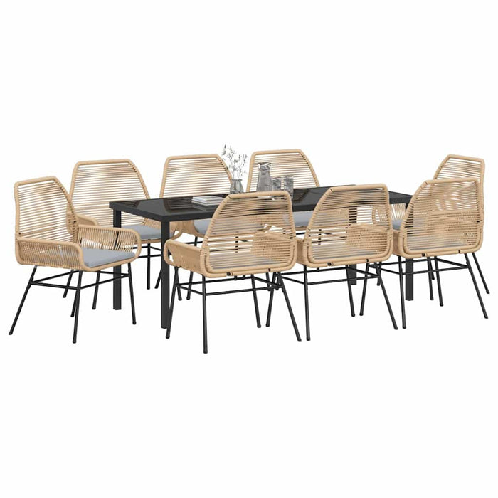 Set de masă pentru grădină cu pernă 9 pcs Maro poliratan - WALTI WALTI