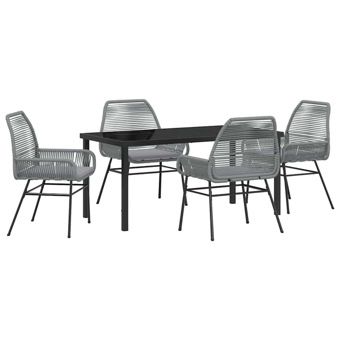 Set de masă pentru grădină cu pernă 5 pcs Gri poliratan - WALTI WALTI