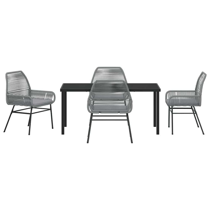 Set de masă pentru grădină cu pernă 5 pcs Gri poliratan - WALTI WALTI