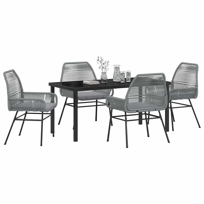 Set de masă pentru grădină cu pernă 5 pcs Gri poliratan - WALTI WALTI