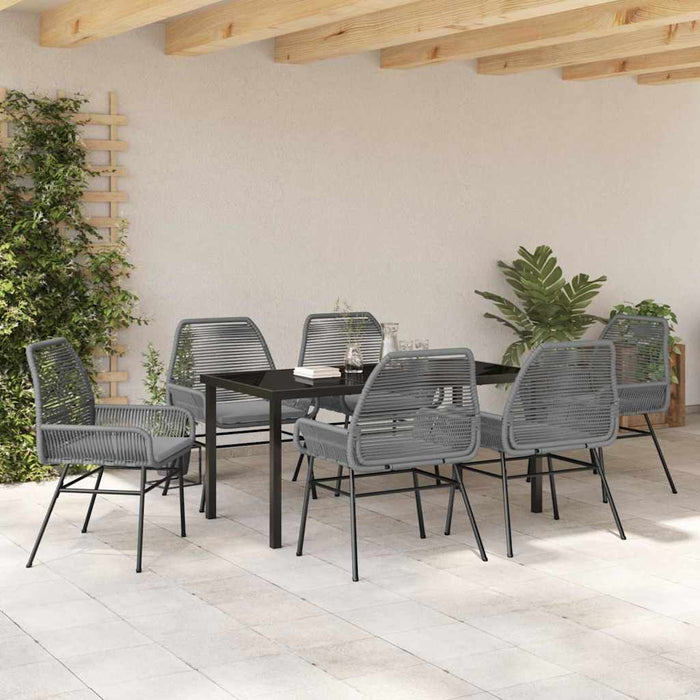 Set de masă pentru grădină cu pernă 7 pcs Gri poliratan - WALTI WALTI