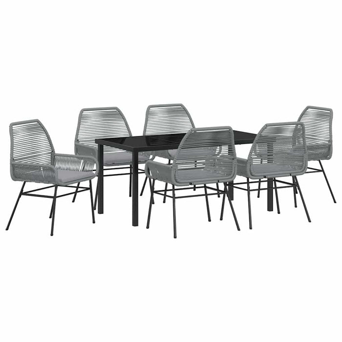 Set de masă pentru grădină cu pernă 7 pcs Gri poliratan - WALTI WALTI