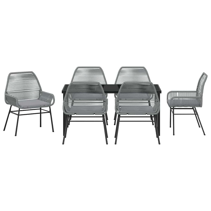 Set de masă pentru grădină cu pernă 7 pcs Gri poliratan - WALTI WALTI