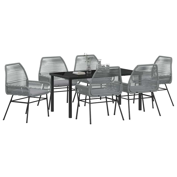 Set de masă pentru grădină cu pernă 7 pcs Gri poliratan - WALTI WALTI
