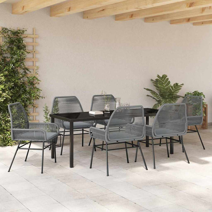 Set de masă pentru grădină cu pernă 7 pcs Gri poliratan - WALTI WALTI
