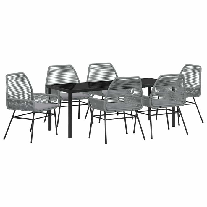 Set de masă pentru grădină cu pernă 7 pcs Gri poliratan - WALTI WALTI