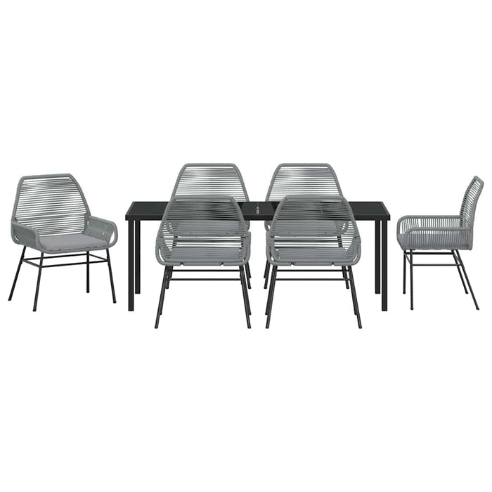 Set de masă pentru grădină cu pernă 7 pcs Gri poliratan - WALTI WALTI