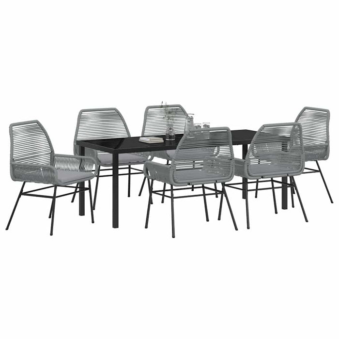 Set de masă pentru grădină cu pernă 7 pcs Gri poliratan - WALTI WALTI
