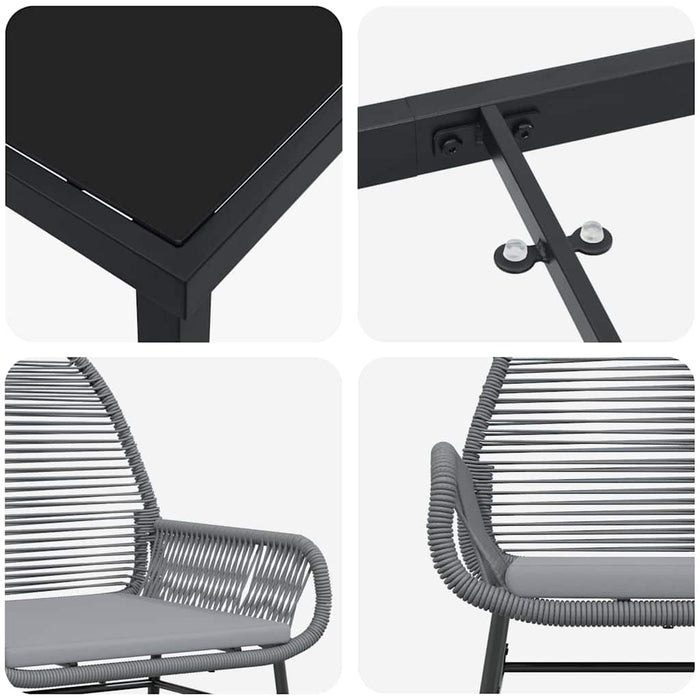 Set de masă pentru grădină cu pernă 9 pcs Gri poliratan - WALTI WALTI