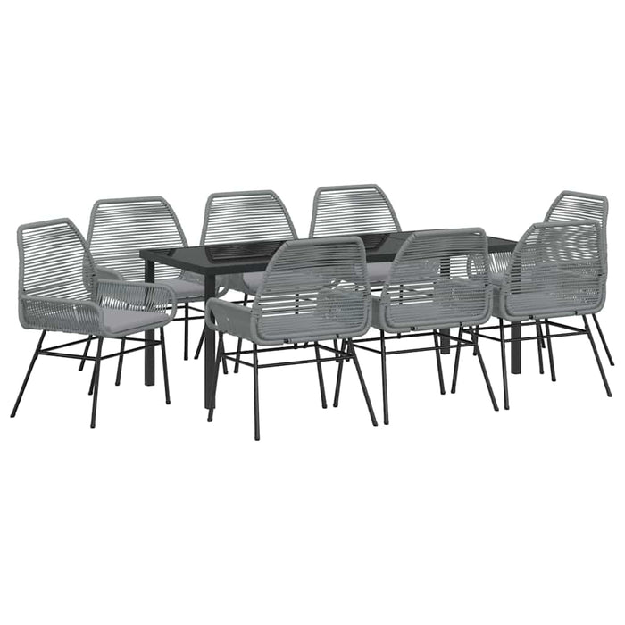 Set de masă pentru grădină cu pernă 9 pcs Gri poliratan - WALTI WALTI