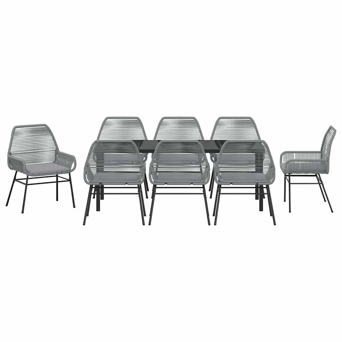 Set de masă pentru grădină cu pernă 9 pcs Gri poliratan - WALTI WALTI