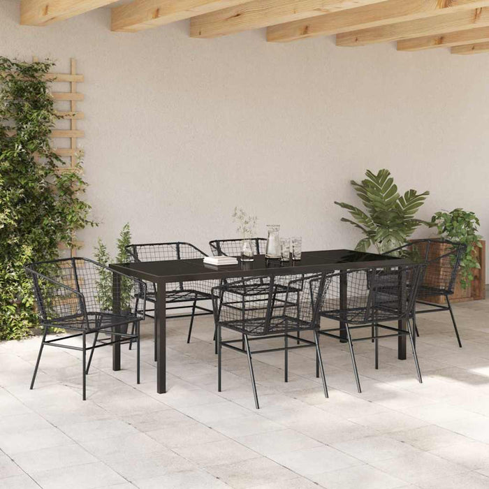 Set de masă pentru grădină 7 pcs Negru poliratan - WALTI WALTI