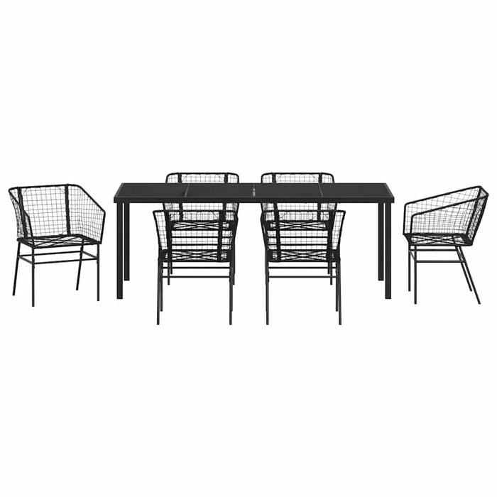Set de masă pentru grădină 7 pcs Negru poliratan - WALTI WALTI