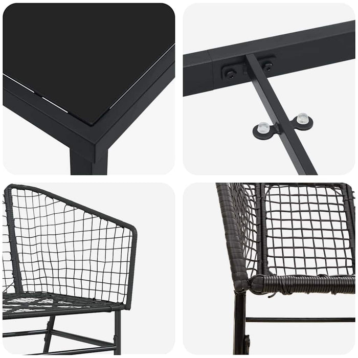 Set de masă pentru grădină 9 pcs Negru poliratan - WALTI WALTI