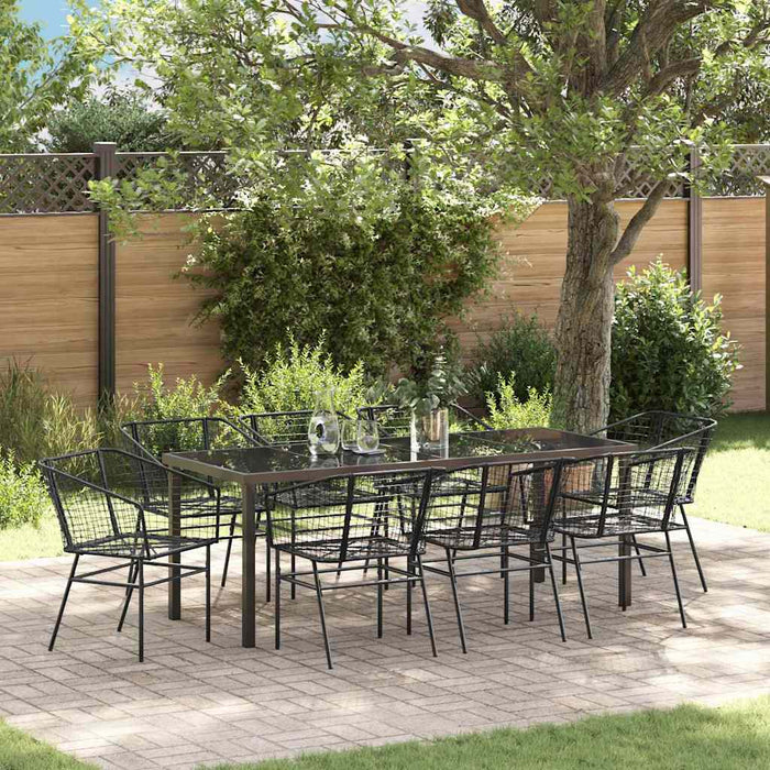 Set de masă pentru grădină 9 pcs Negru poliratan - WALTI WALTI