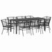 Set de masă pentru grădină 9 pcs Negru poliratan - WALTI WALTI