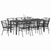 Set de masă pentru grădină 9 pcs Negru poliratan - WALTI WALTI