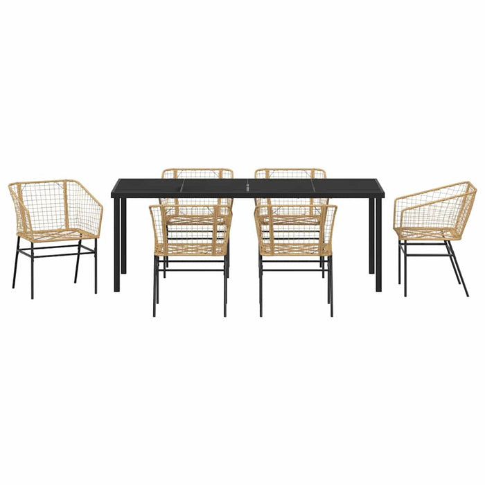 Set de masă pentru grădină 7 pcs Maro poliratan - WALTI WALTI