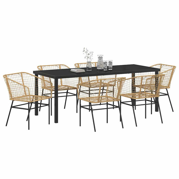 Set de masă pentru grădină 7 pcs Maro poliratan - WALTI WALTI