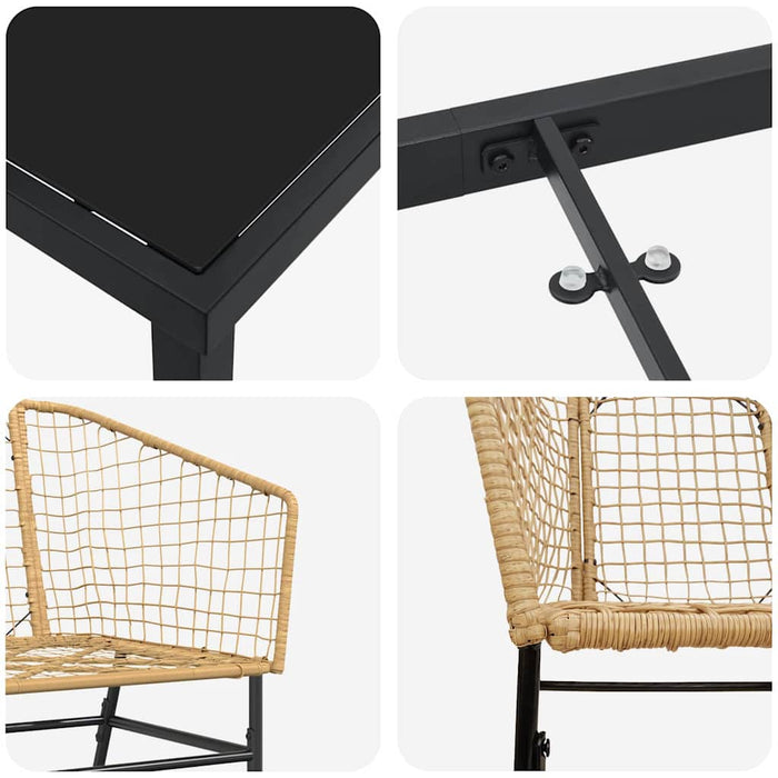 Set de masă pentru grădină 9 pcs Maro poliratan - WALTI WALTI