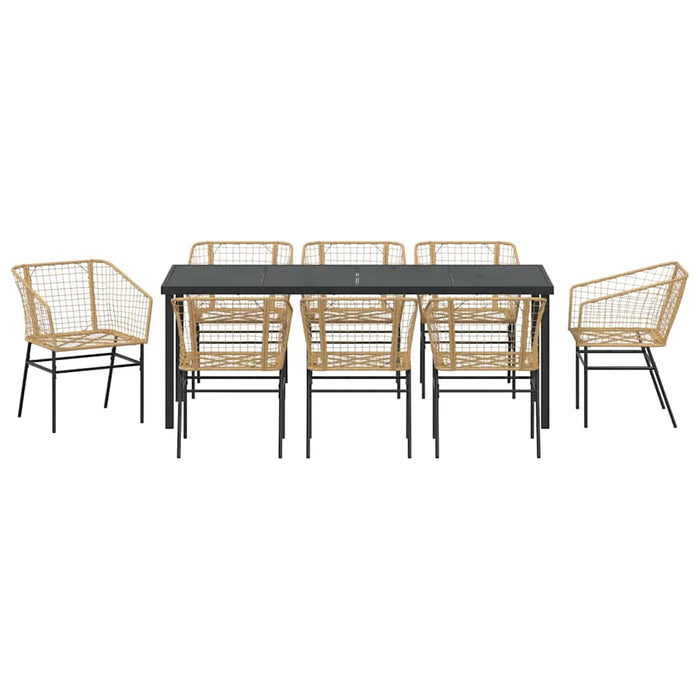 Set de masă pentru grădină 9 pcs Maro poliratan - WALTI WALTI