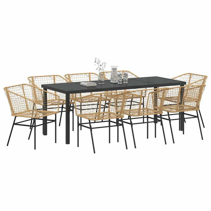Set de masă pentru grădină 9 pcs Maro poliratan - WALTI WALTI