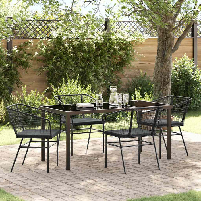 Set de masă pentru grădină 5 pcs Negru poliratan - WALTI WALTI