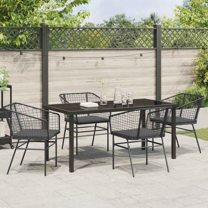 Set de masă pentru grădină 5 pcs Negru poliratan - WALTI WALTI