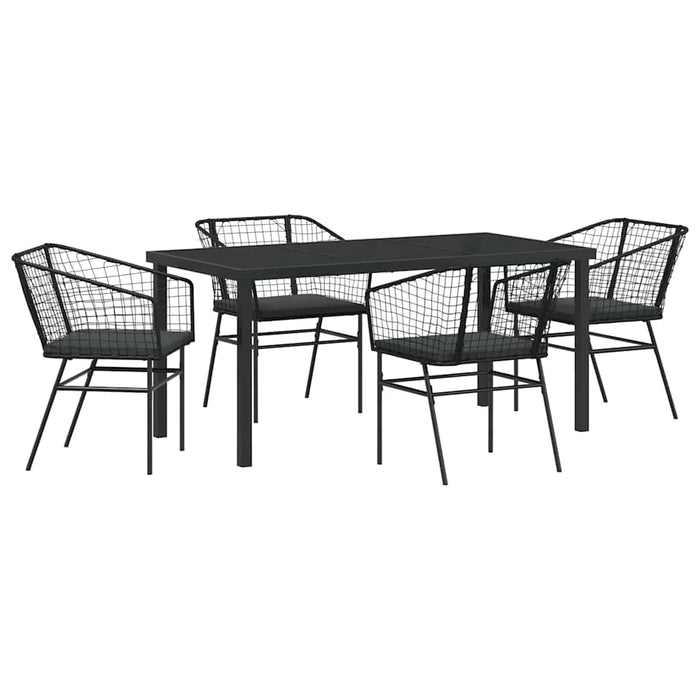 Set de masă pentru grădină 5 pcs Negru poliratan - WALTI WALTI