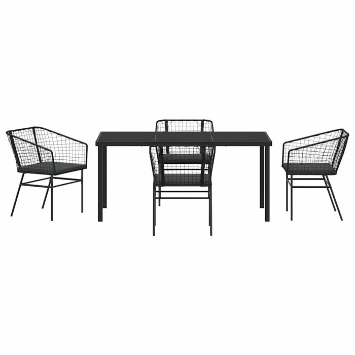 Set de masă pentru grădină 5 pcs Negru poliratan - WALTI WALTI