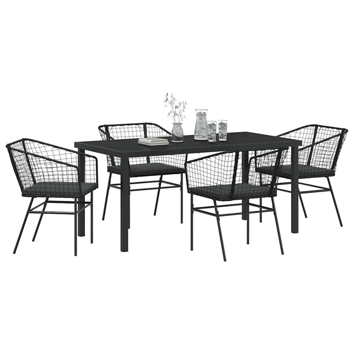 Set de masă pentru grădină 5 pcs Negru poliratan - WALTI WALTI