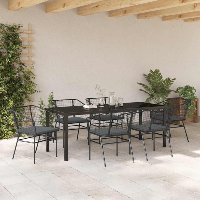 Set de masă pentru grădină 7 pcs Negru poliratan - WALTI WALTI