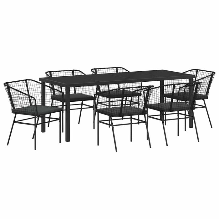 Set de masă pentru grădină 7 pcs Negru poliratan - WALTI WALTI