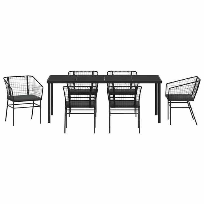 Set de masă pentru grădină 7 pcs Negru poliratan - WALTI WALTI