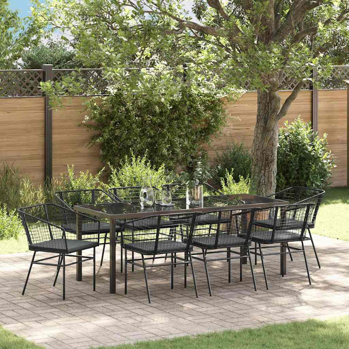 Set de masă pentru grădină 9 pcs Negru poliratan - WALTI WALTI